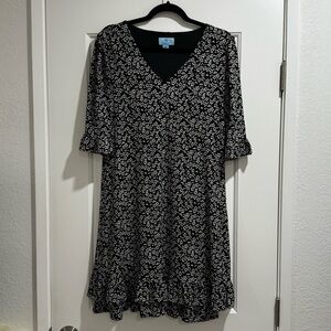 CeCe Black and White Floral Dress